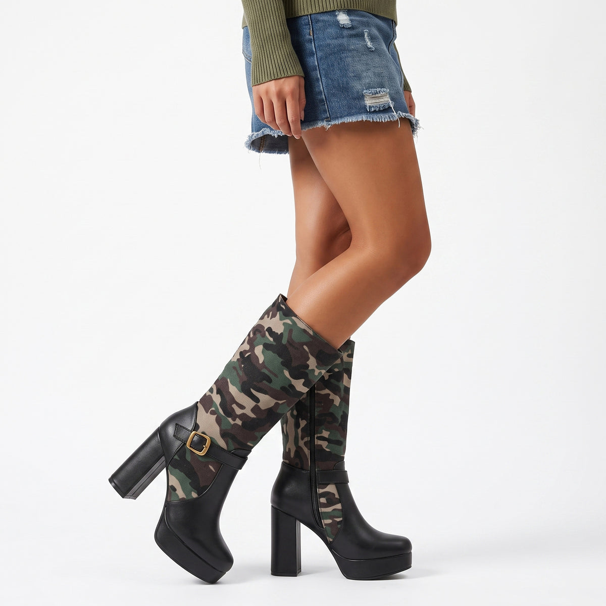Punk Camouflage Platform High-Cut Boots