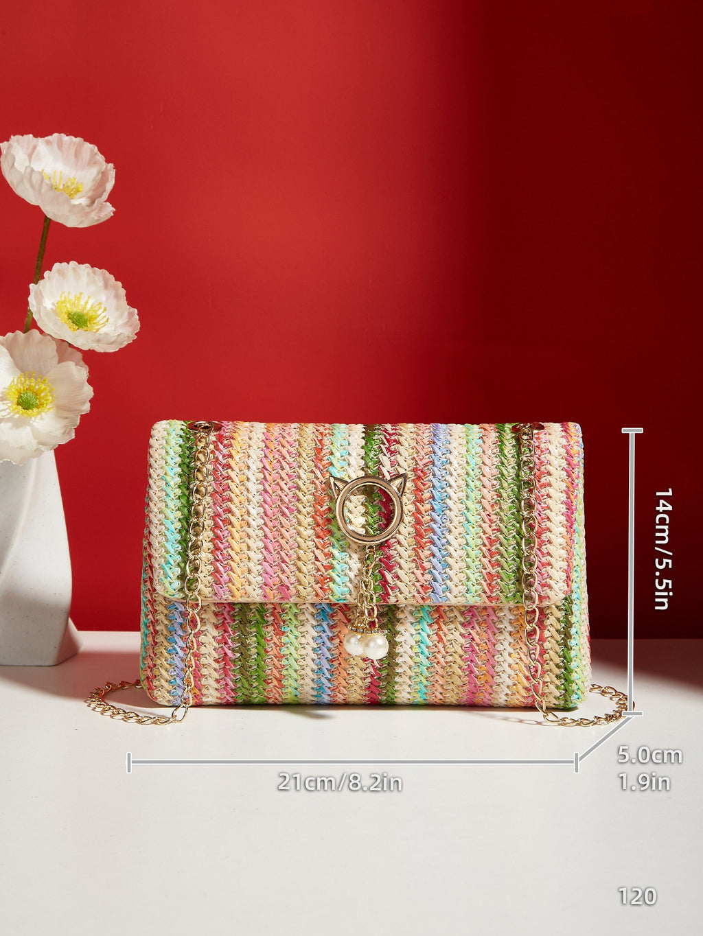 Korean Straw Lock Closure Square Bag