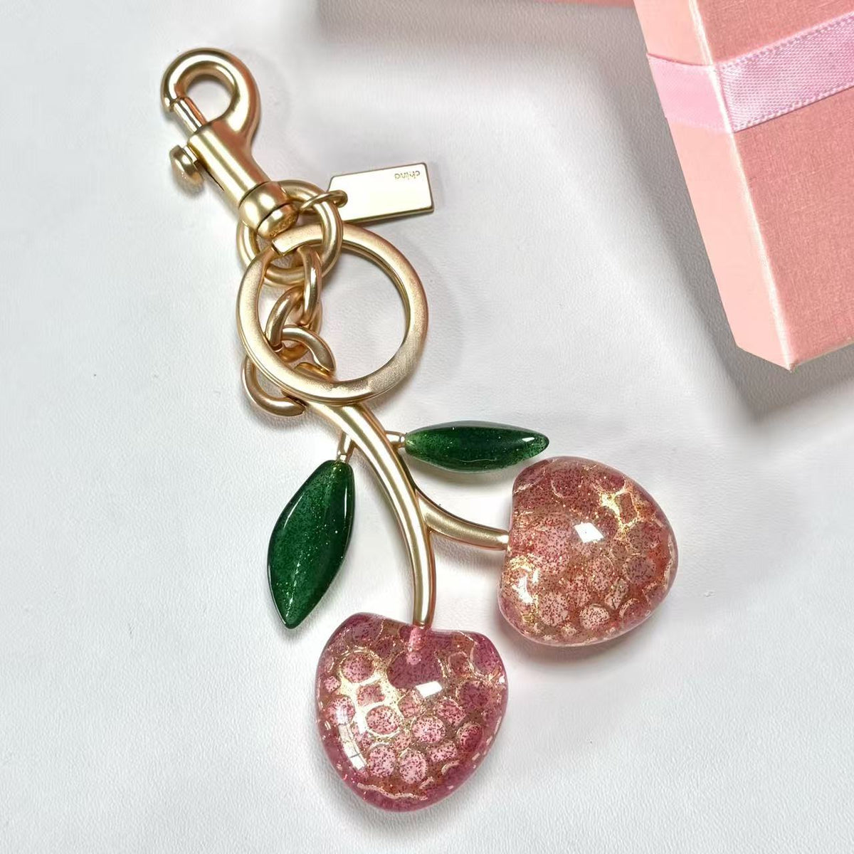 Cherry Crystal Bag Charm Keychain