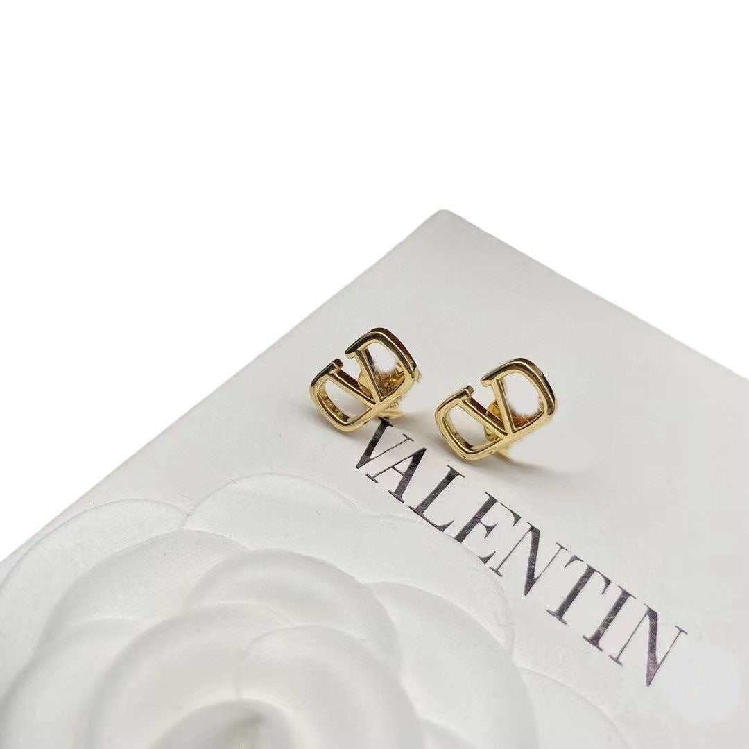 Sterling Silver V-Shape Stud Earrings