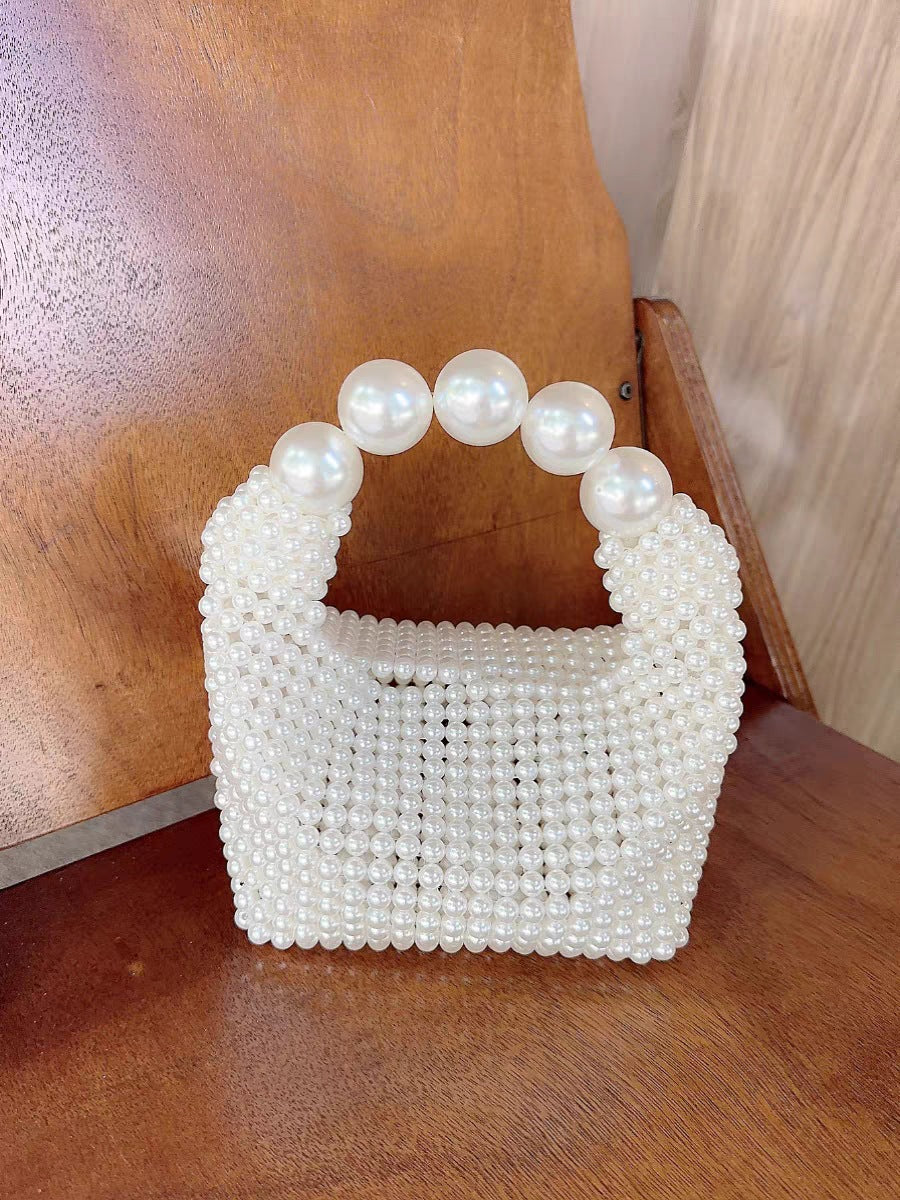 Pearl Beaded Acrylic Stone Bucket Bag