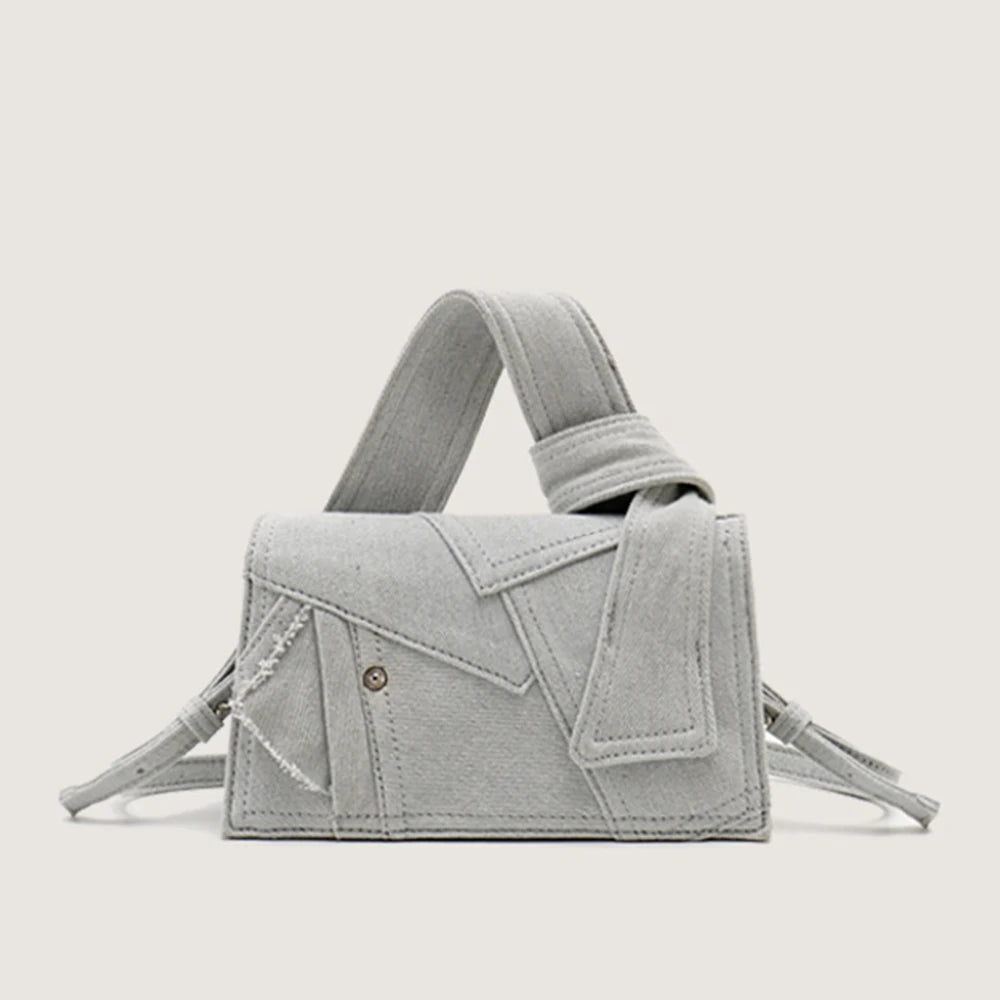 Denim Patchwork Canvas Shopper Tote