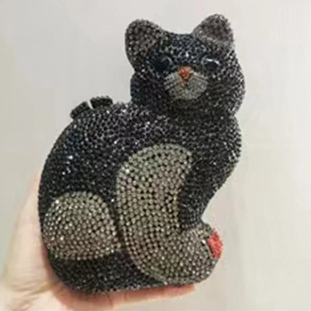 Crystal Cat Shape Rhinestone Clutch