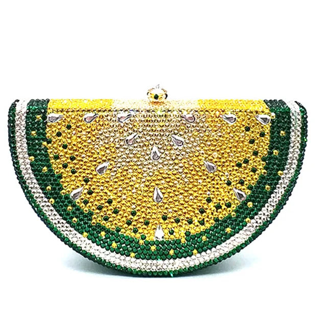 Lemon Shape Rhinestone Chain Evening Purse