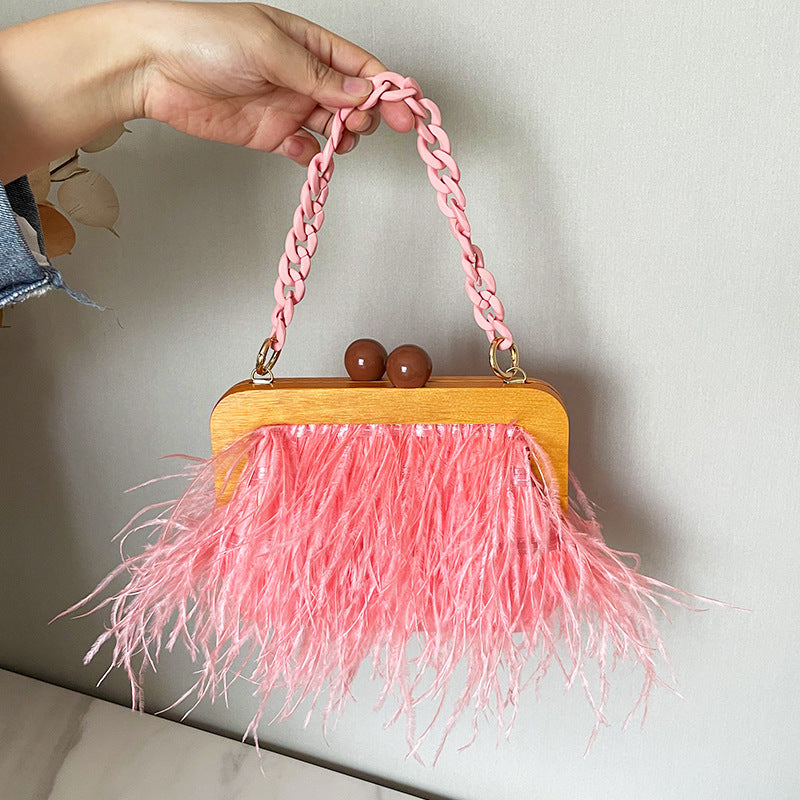 Fluffy Acrylic Chain Underarm Shoulder Bag