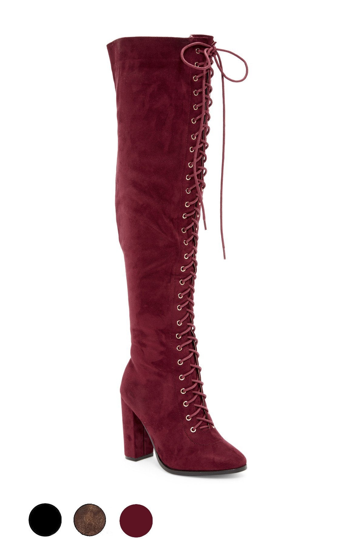 Vegan Suede Over-the-Knee Zip Boots