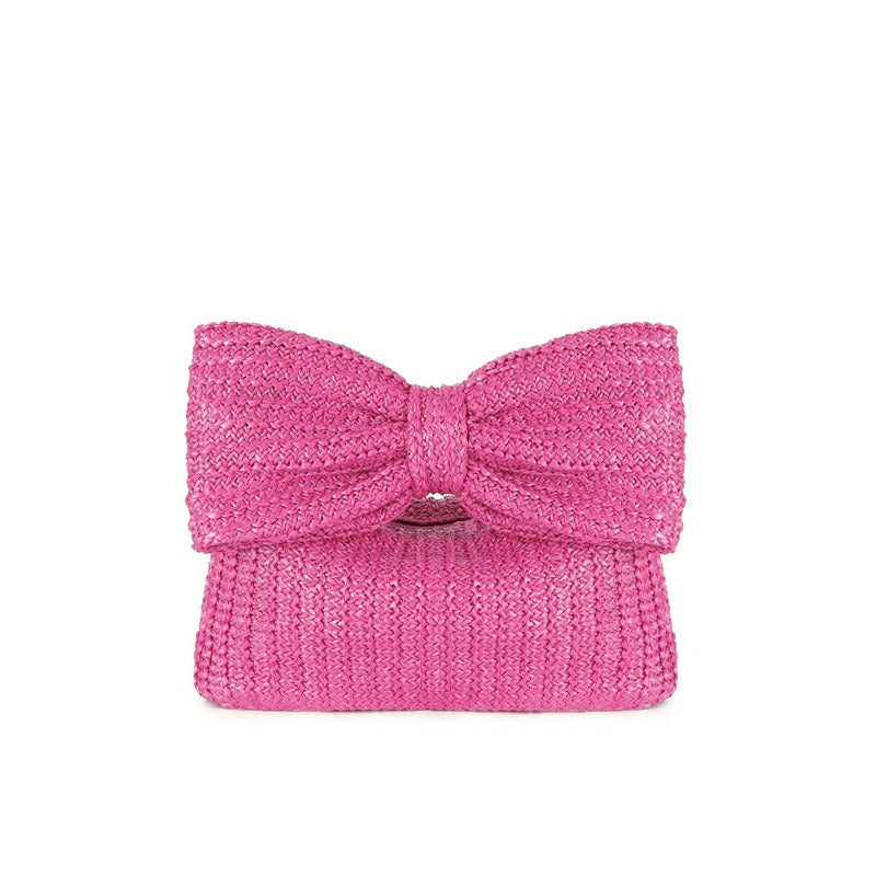 Bow Knot Woven Straw Mini Handbag