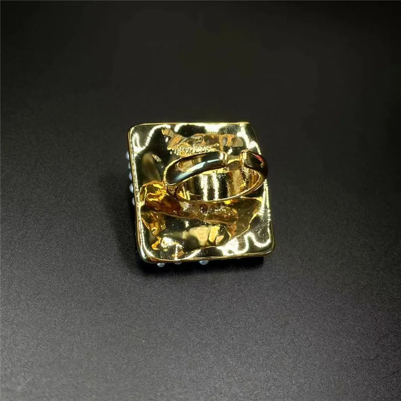 Personality Eye Open Ring Pearl Devil's Eye for Women Men Metal Rings Jewelry Brass 2024 New European Trendy