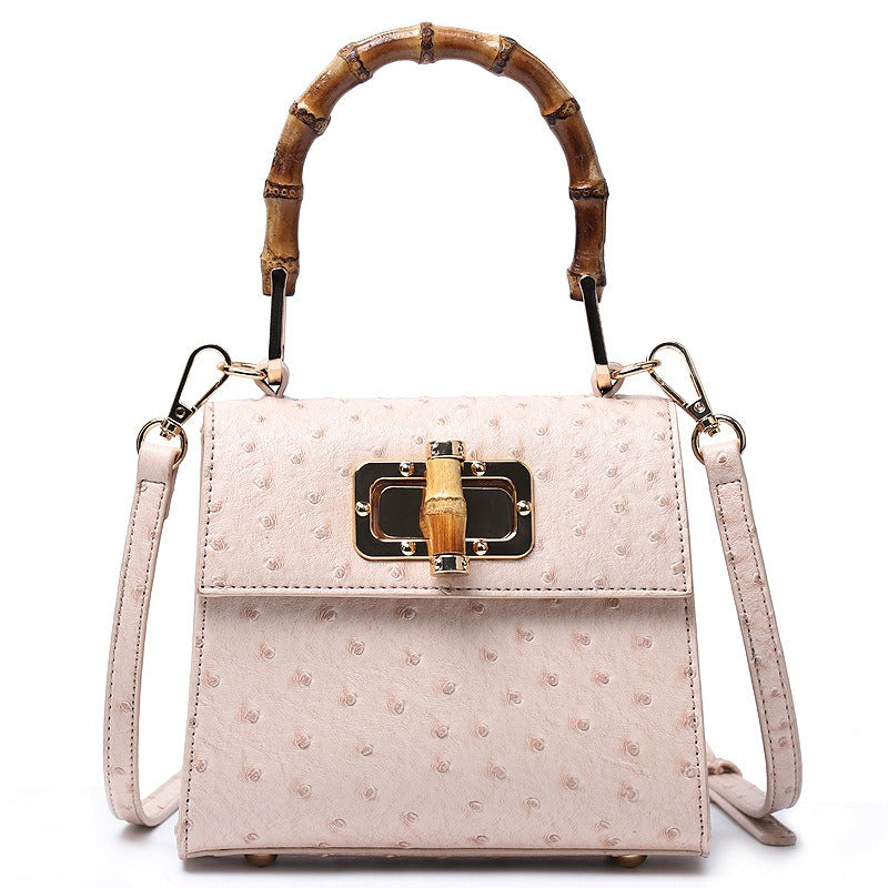 Ostrich Pattern Buckle Crossbody Bag