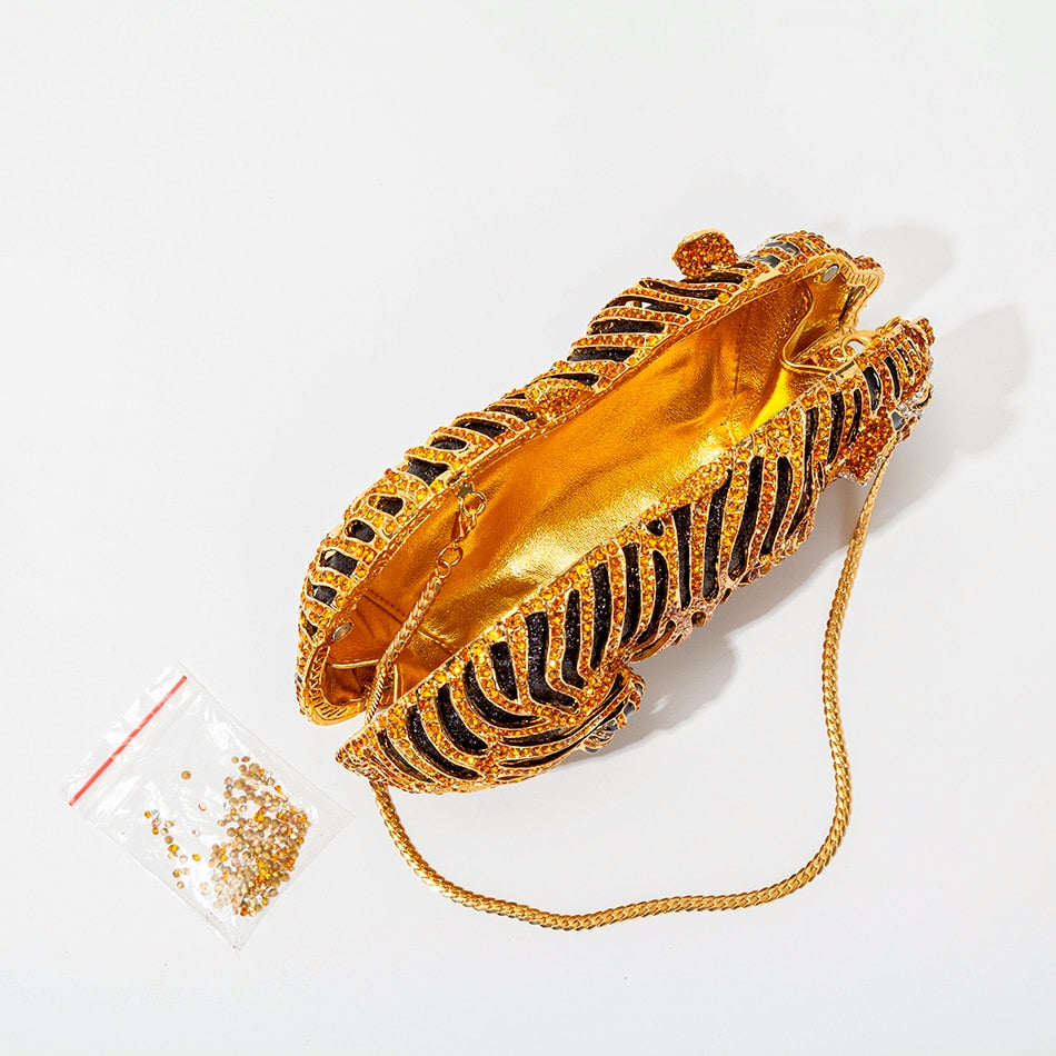 Tiger Rhinestone Clutch
