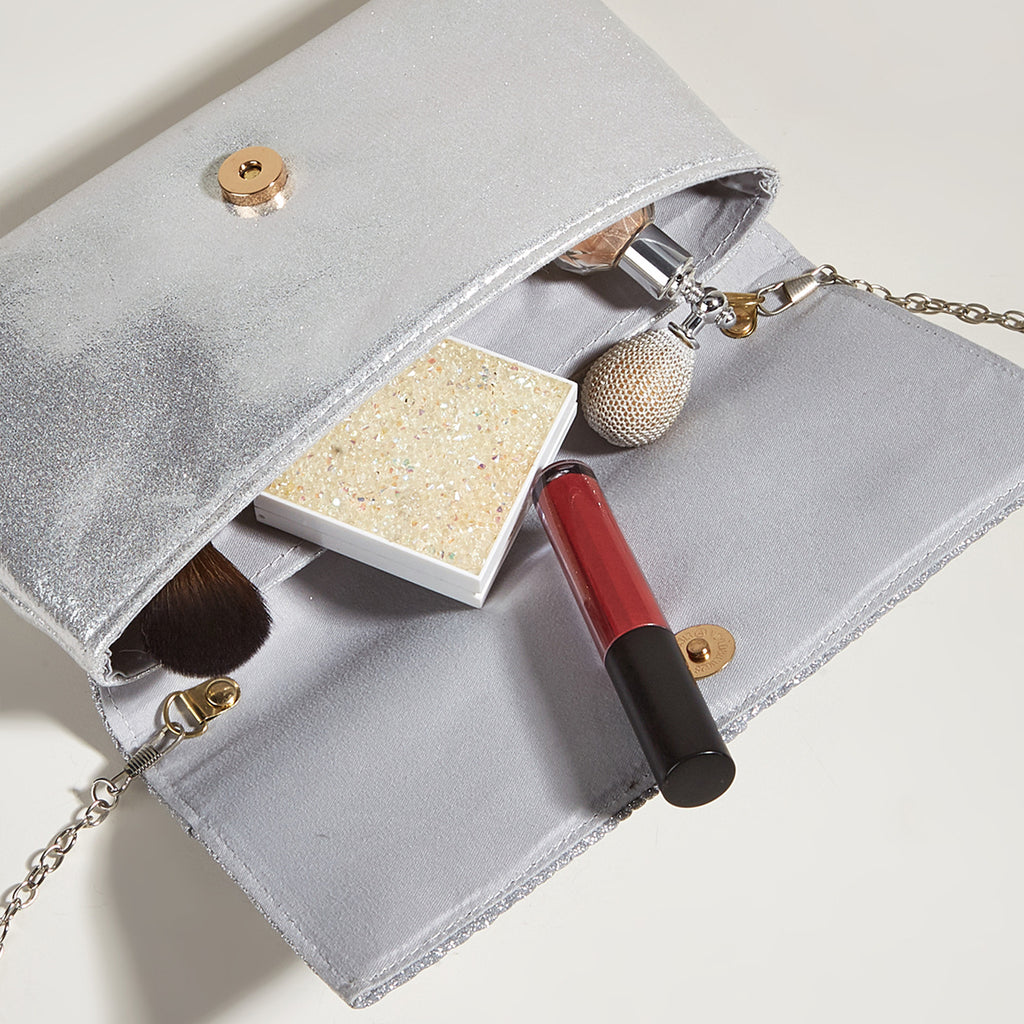 Plissé Satin Clutch