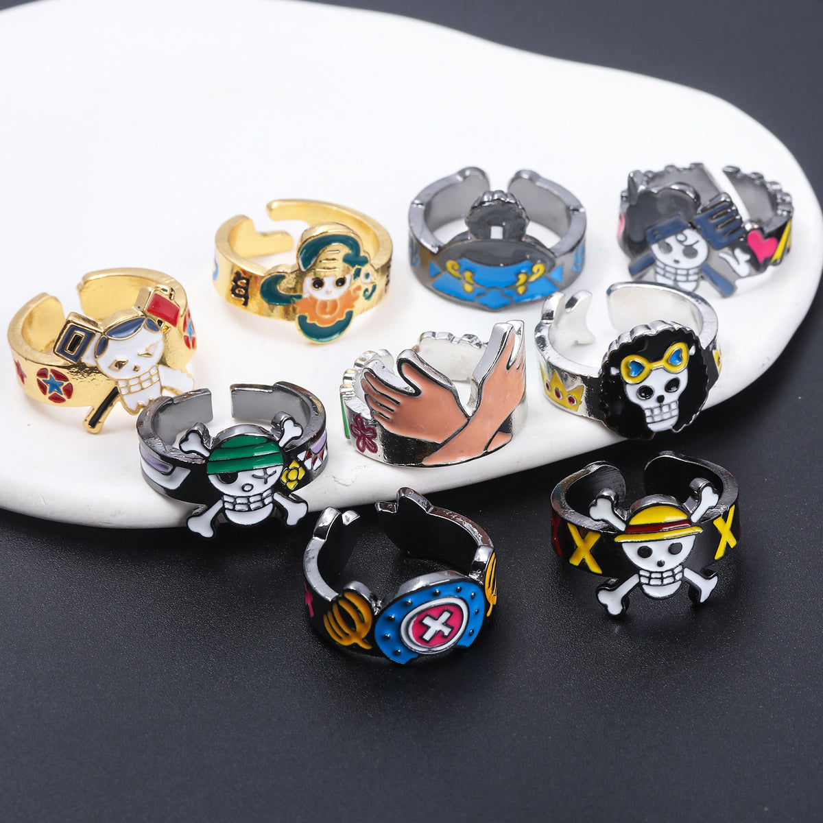 Anime Merchandise One Piece Straw Hat Pirates Ring - Luffy, Zoro, Sanji, Nami, Robin, Chopper Cosplay Finger Ring