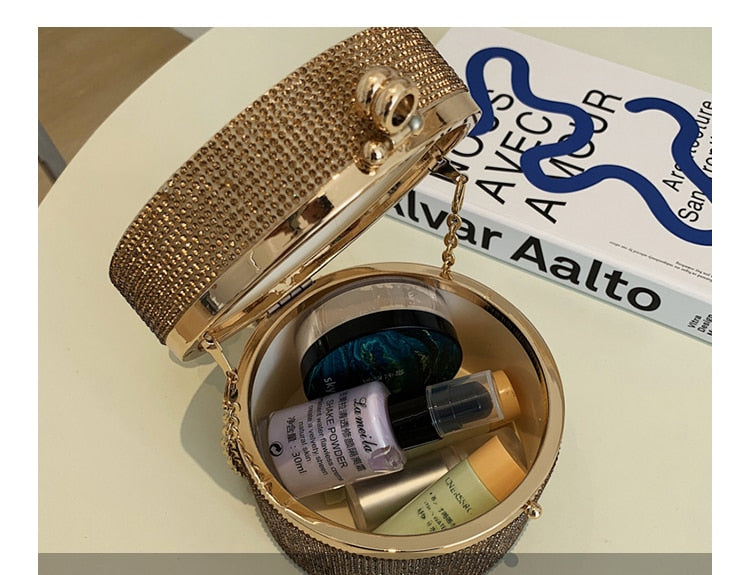 Diamond Pearl Round Clutch