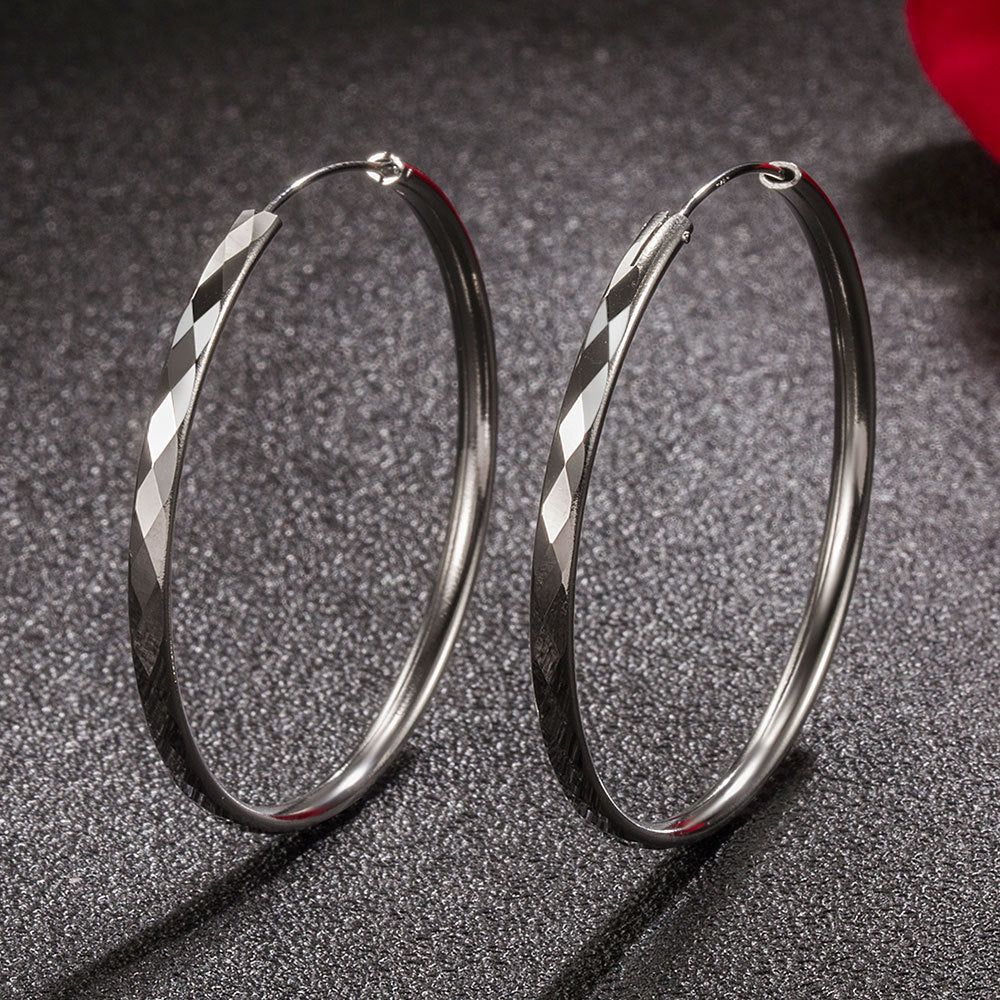 Oversized Rhombus Cut-Out Hoop Earrings