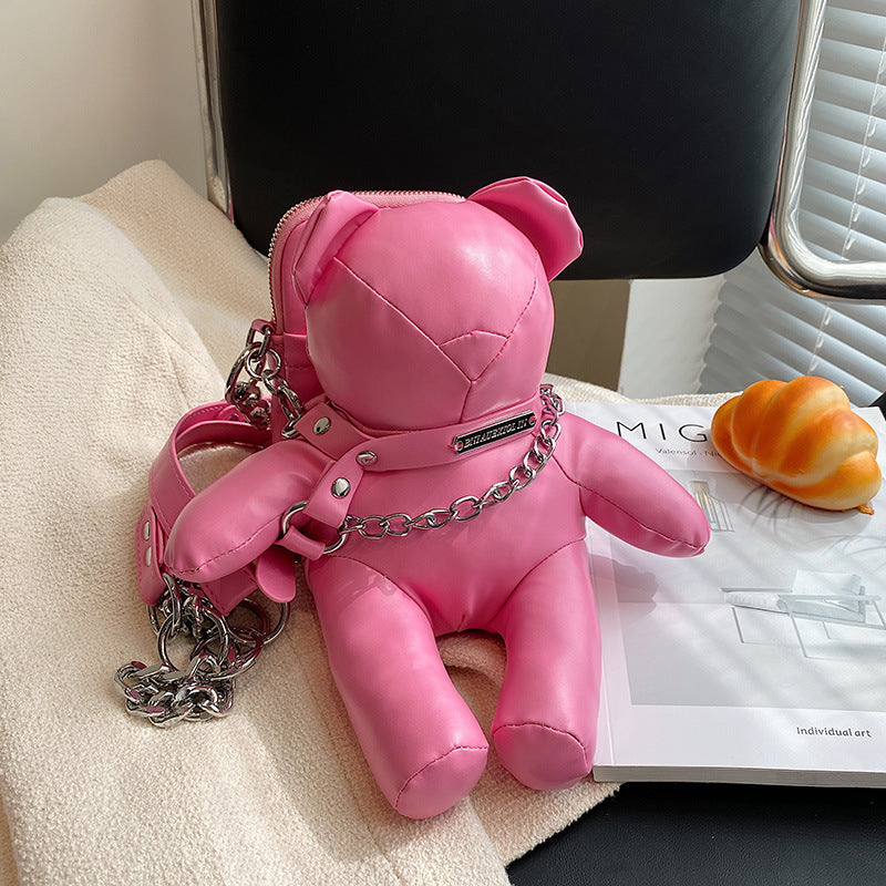 Teddy Bear Doll Chain Crossbody Bag