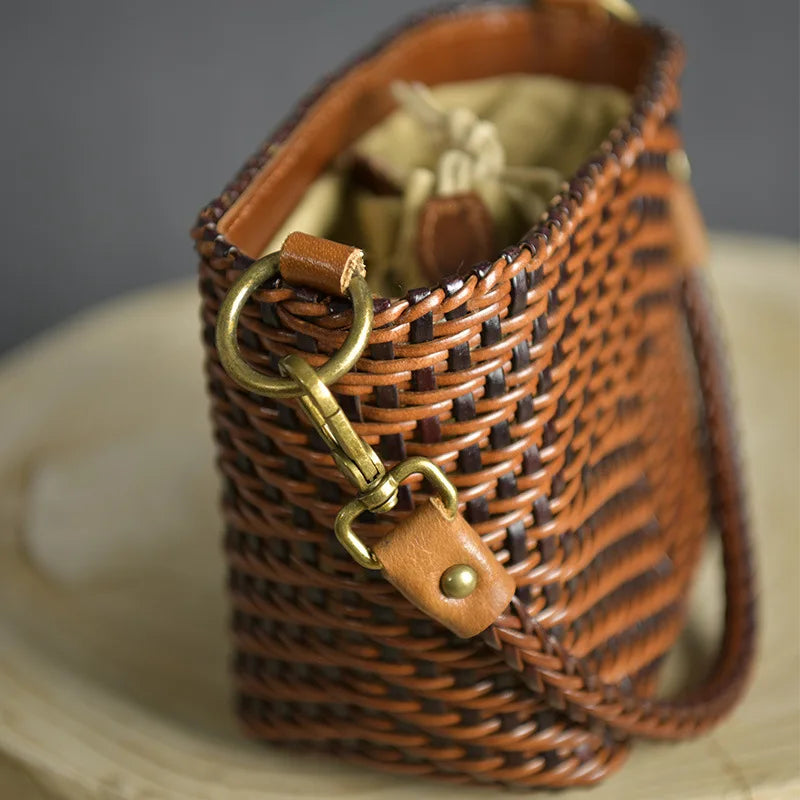 Handwoven Leather Small Square Bag