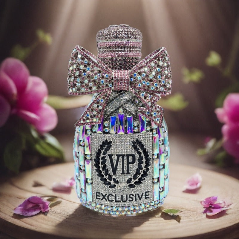 Champagne Bow Wine Bottle Crystal Clutch
