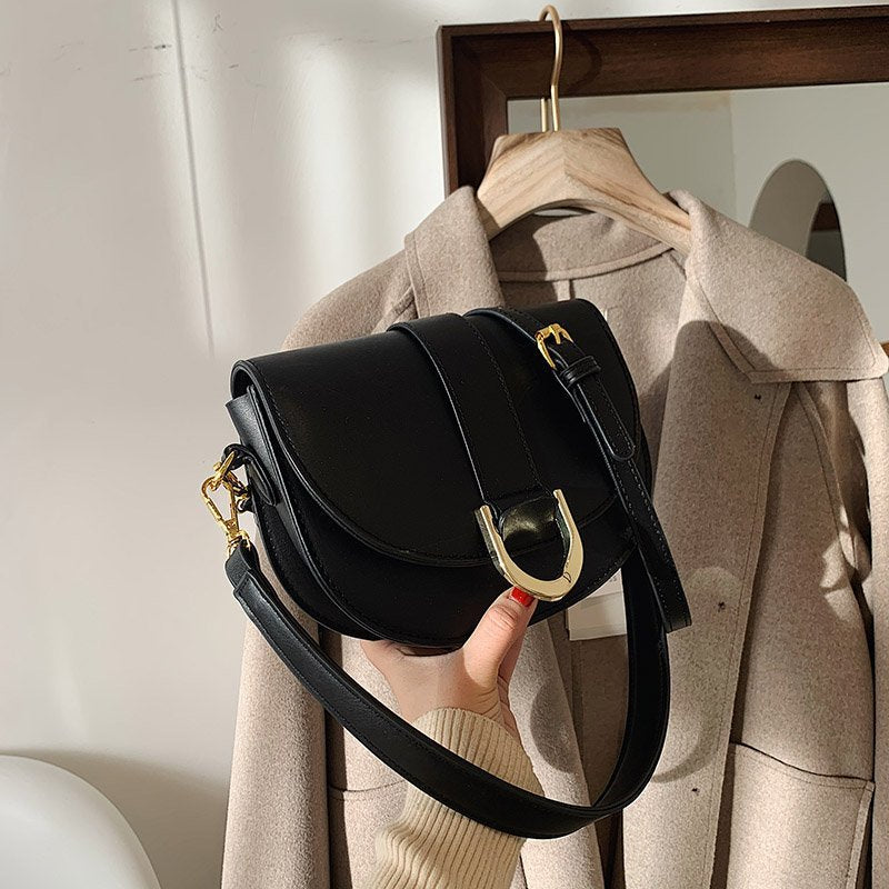 Luxury Microfiber Saddle Crossbody Bag