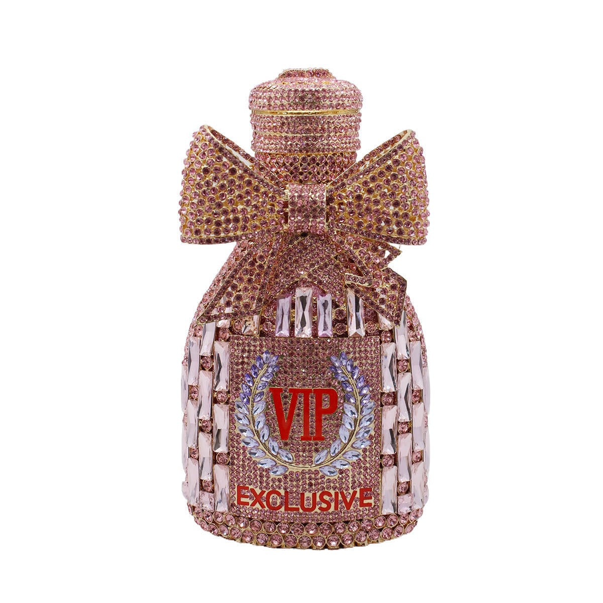 Champagne Bow Wine Bottle Crystal Clutch