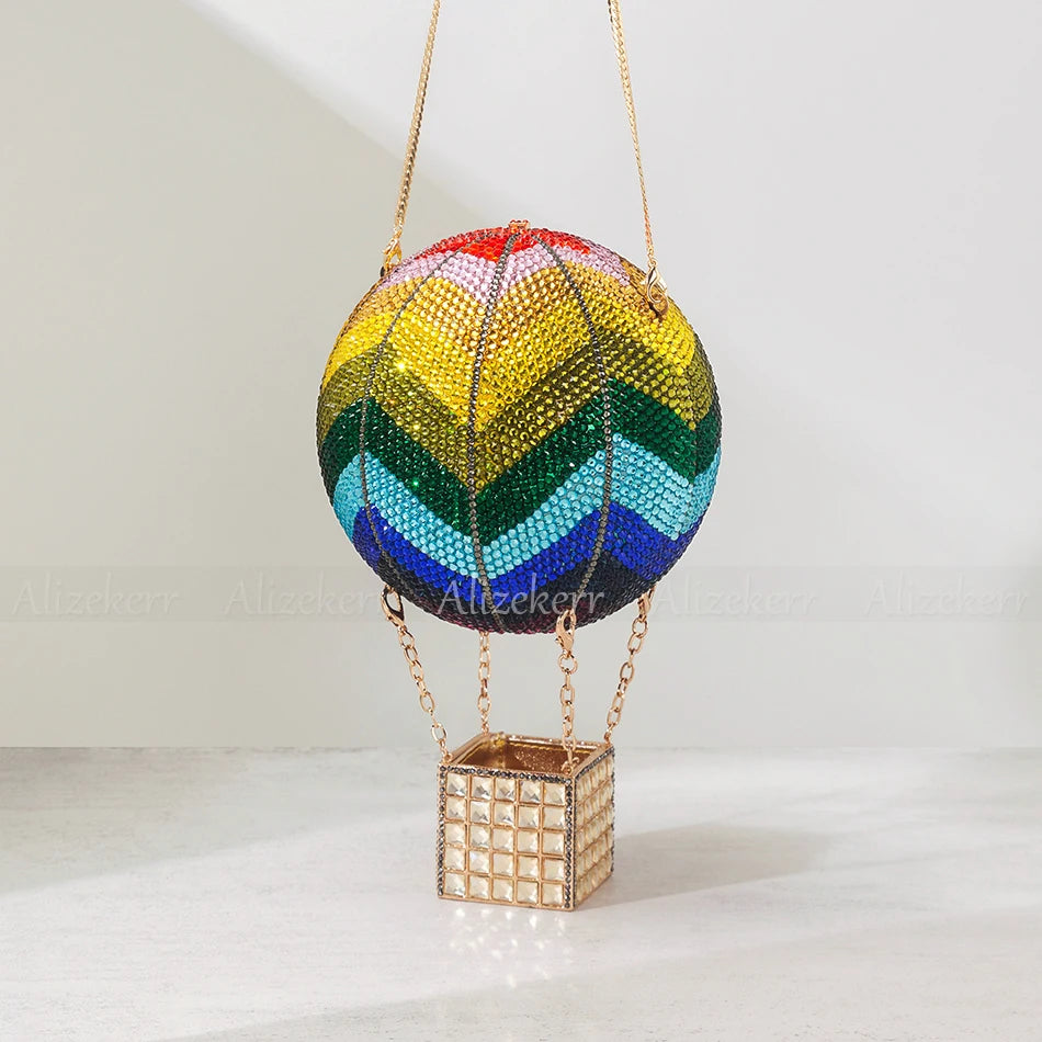 Hot Air Balloon Rhinestone Evening Bag