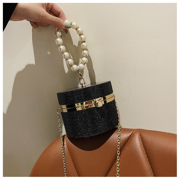 Diamond Pearl Round Clutch