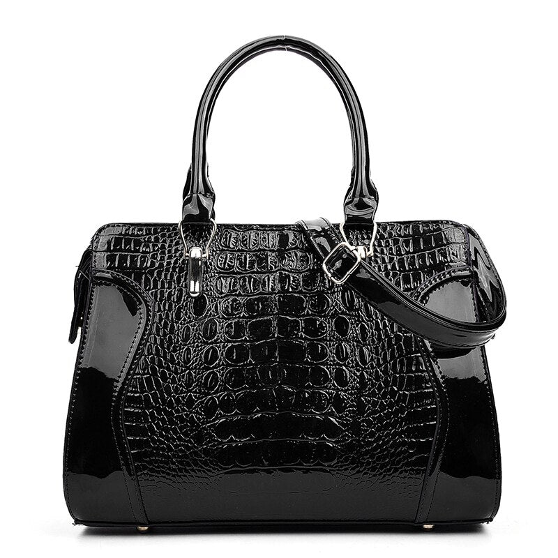 Croc-Embossed Shoulder Bag