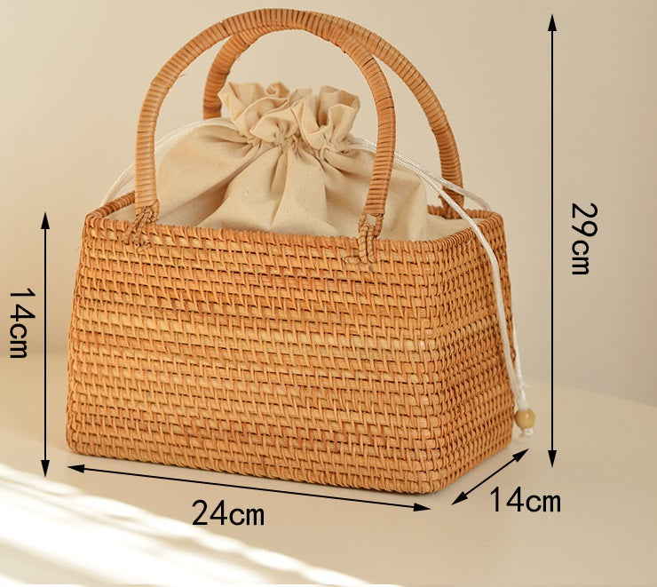 Nordic Woven Rattan Picnic Basket Bag