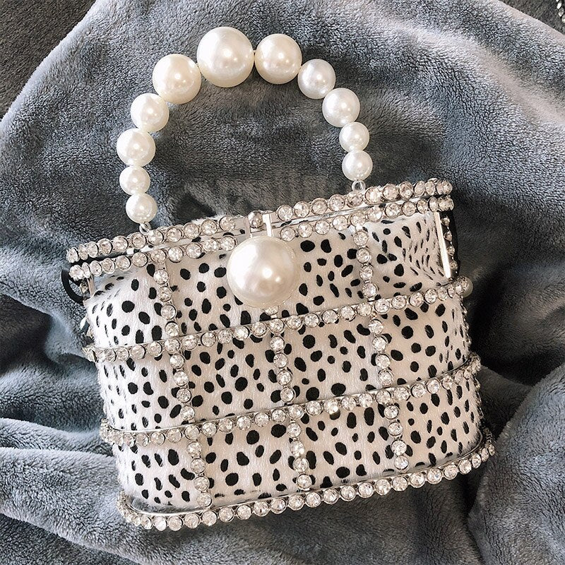 Leopard Diamond Basket Bag