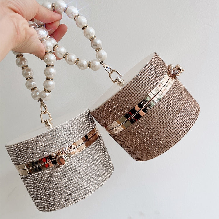 Diamond Pearl Round Clutch