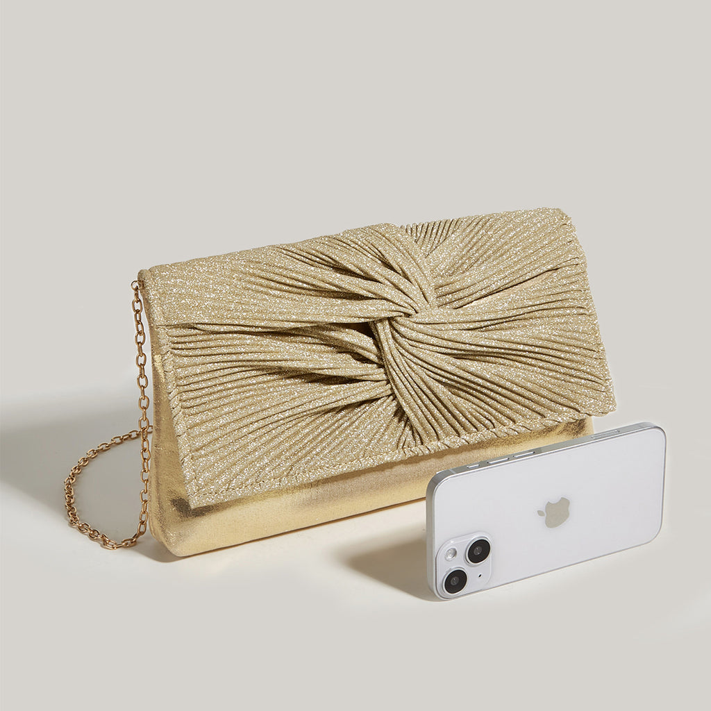 Plissé Satin Clutch