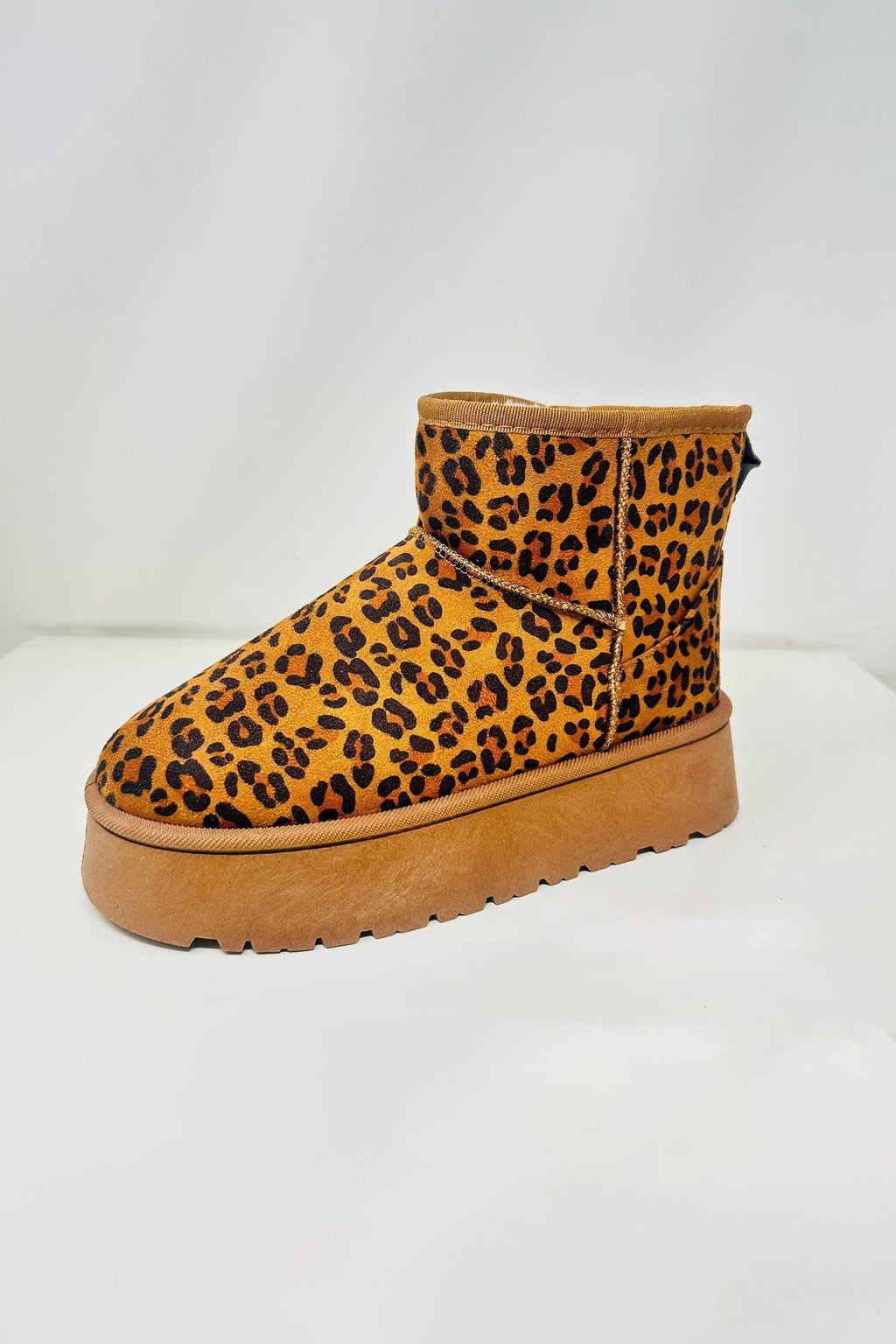 Furry Leopard Platform Boots