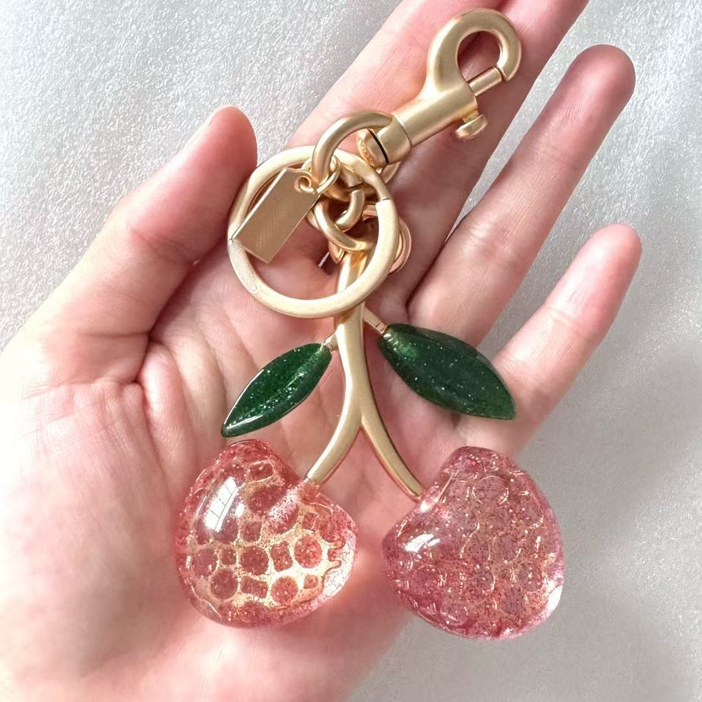 Cherry Crystal Bag Charm Keychain