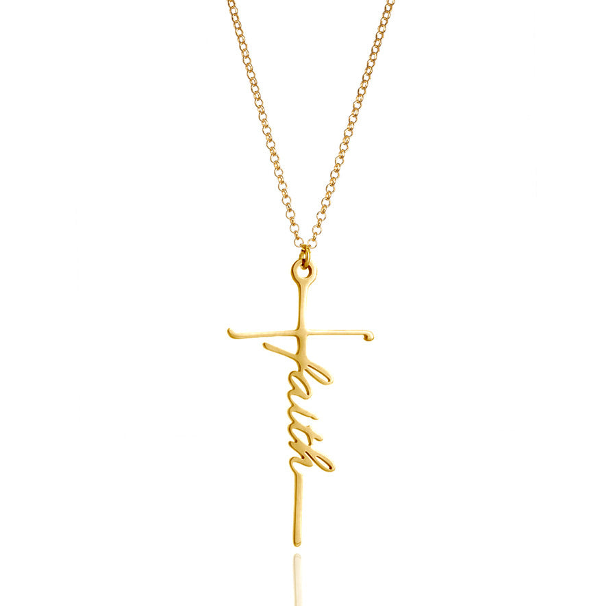 Faith Letter Pendant Choker Necklace