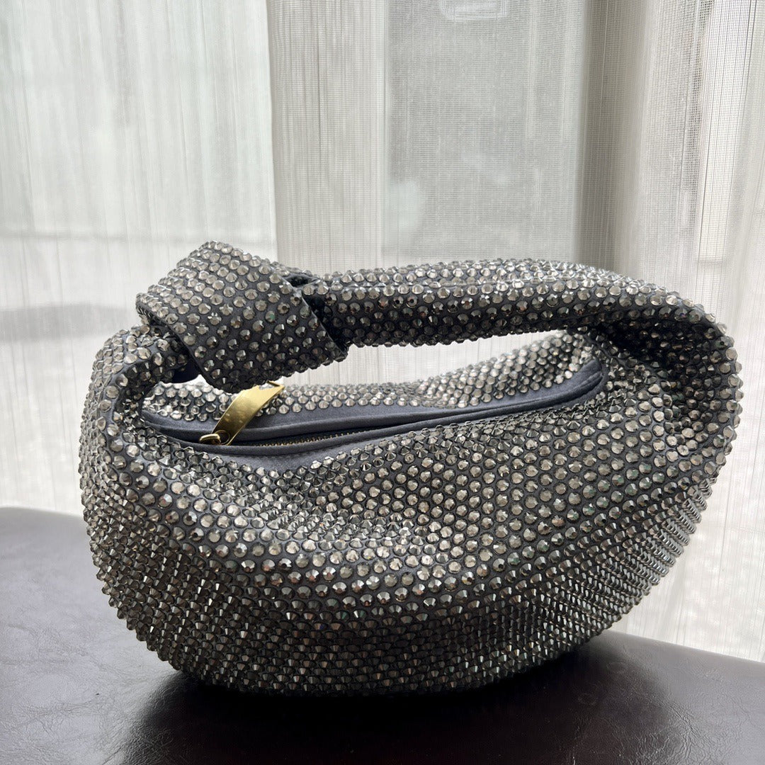 Crystal Knotted Half Moon Underarm Bag