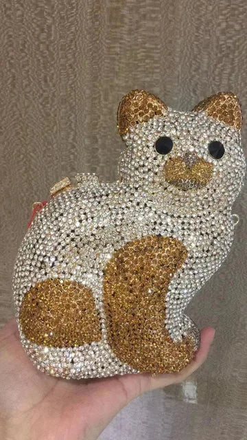 Crystal Cat Shape Rhinestone Clutch