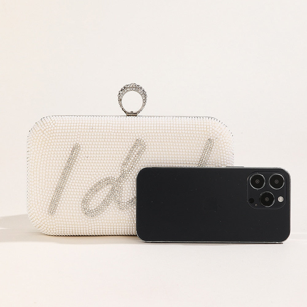 "I Do" Pearl Beaded Bridal Clutch