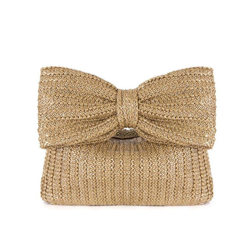 Bow Knot Woven Straw Mini Handbag