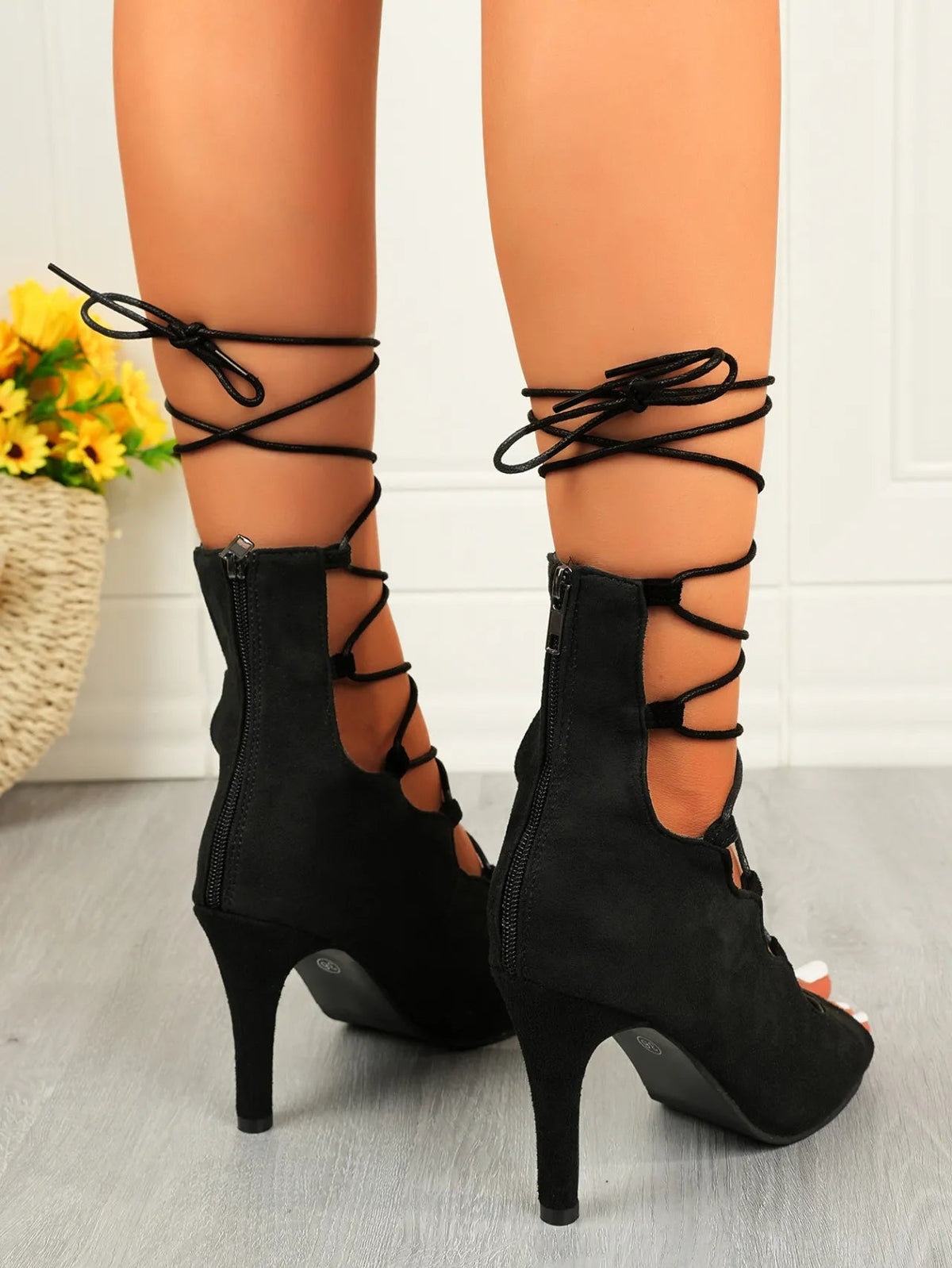 Elegant Lace-Up High Heel Sandals