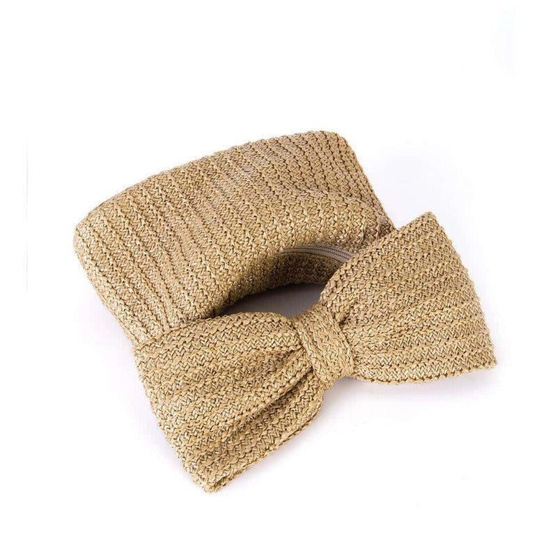 Bow Knot Woven Straw Mini Handbag