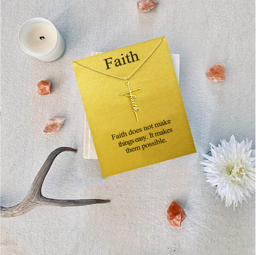 Faith Letter Pendant Choker Necklace