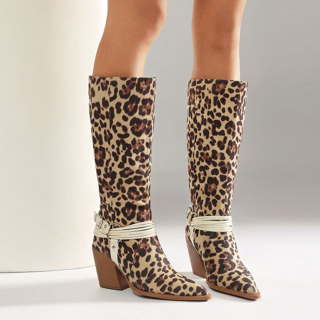 Western Pointed Toe Over-the-Knee Boots