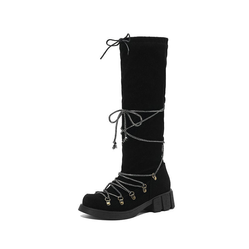 Belted Square Heel Slimming Over-the-Knee Boots