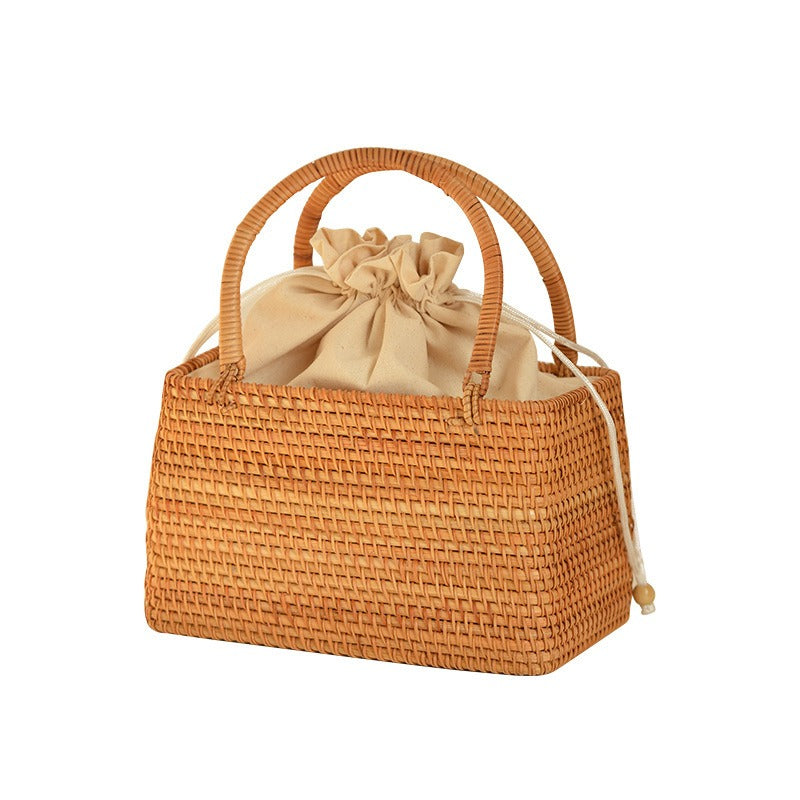 Nordic Woven Rattan Picnic Basket Bag