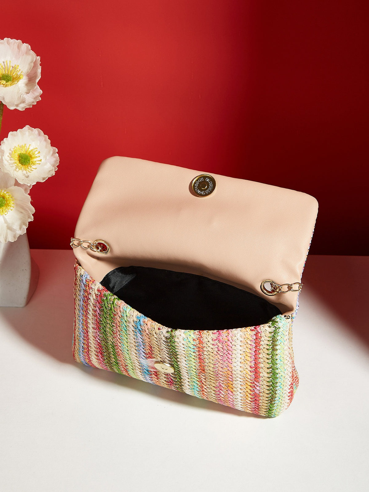 Korean Straw Lock Closure Square Bag