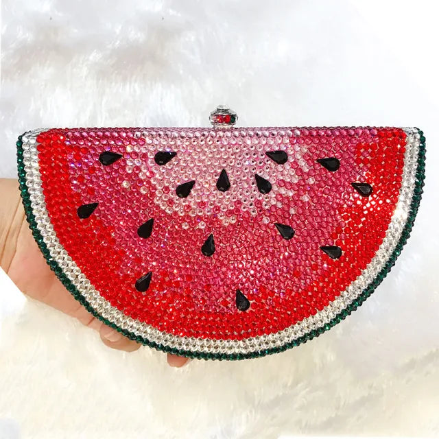Lemon Shape Rhinestone Chain Evening Purse