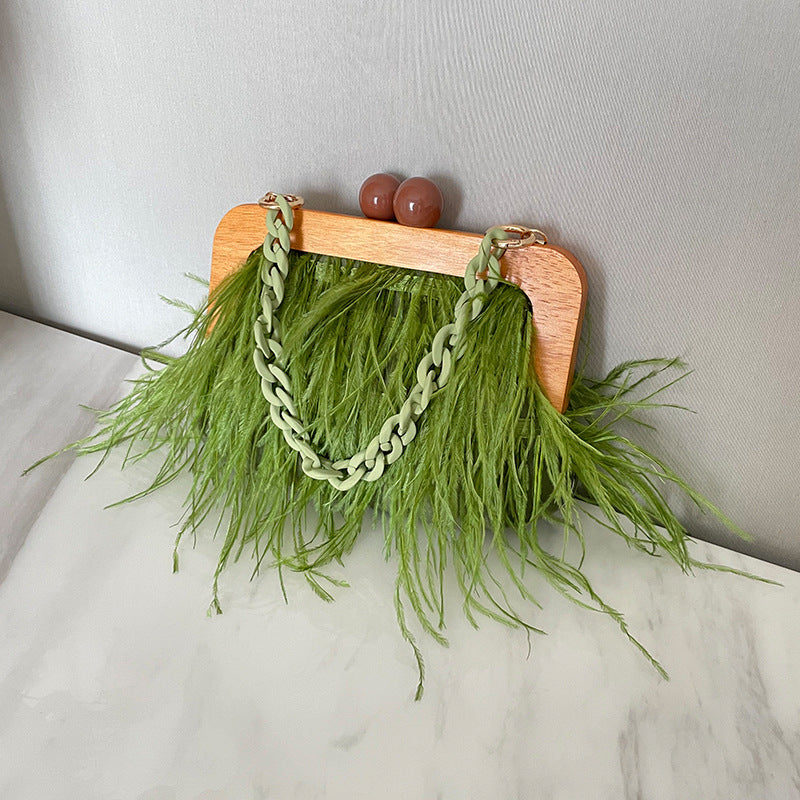 Fluffy Acrylic Chain Underarm Shoulder Bag