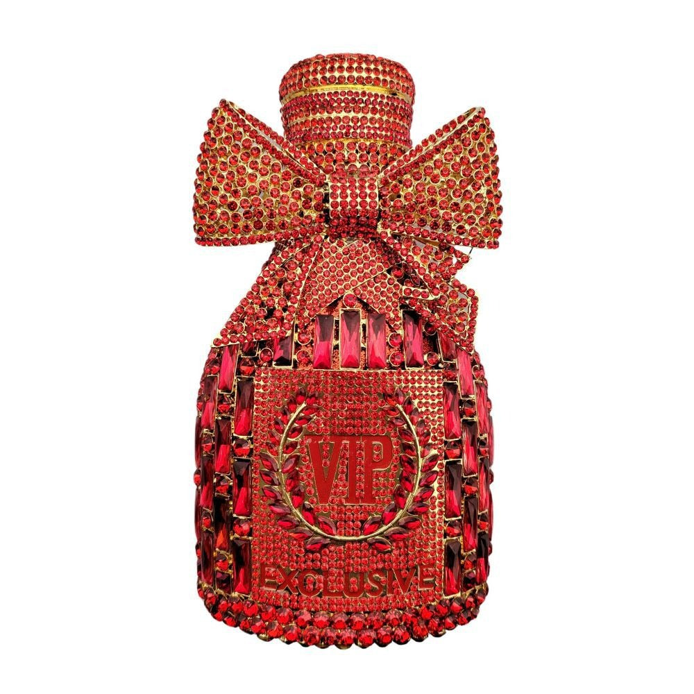 Champagne Bow Wine Bottle Crystal Clutch