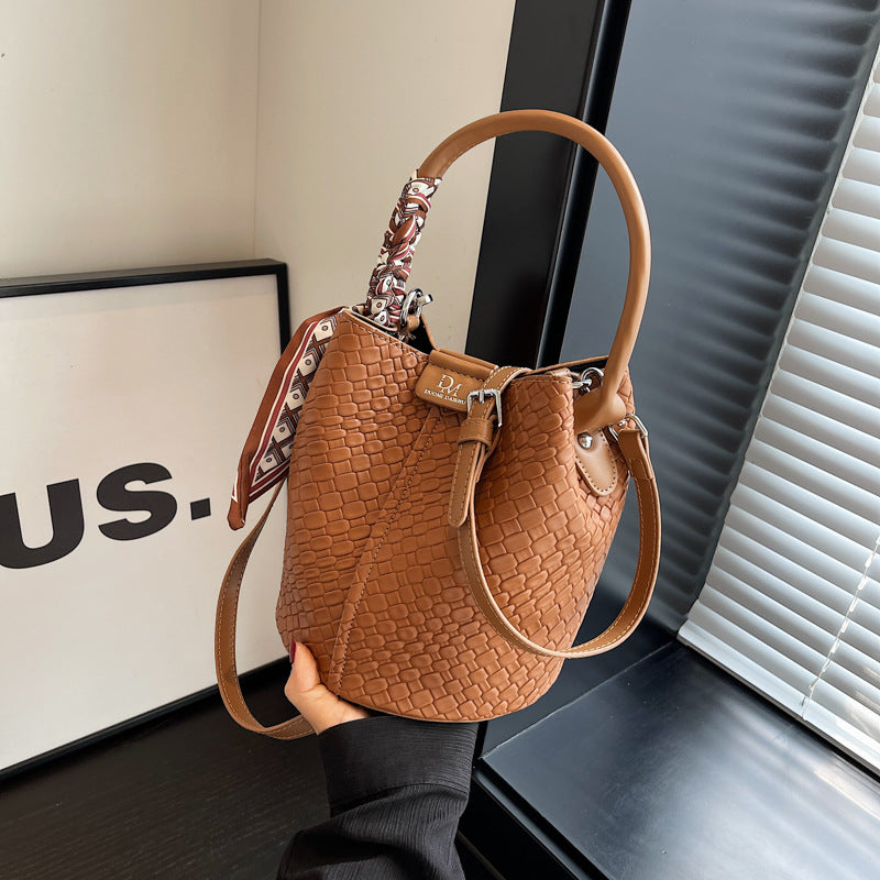 Woven Bucket Shoulder Bag