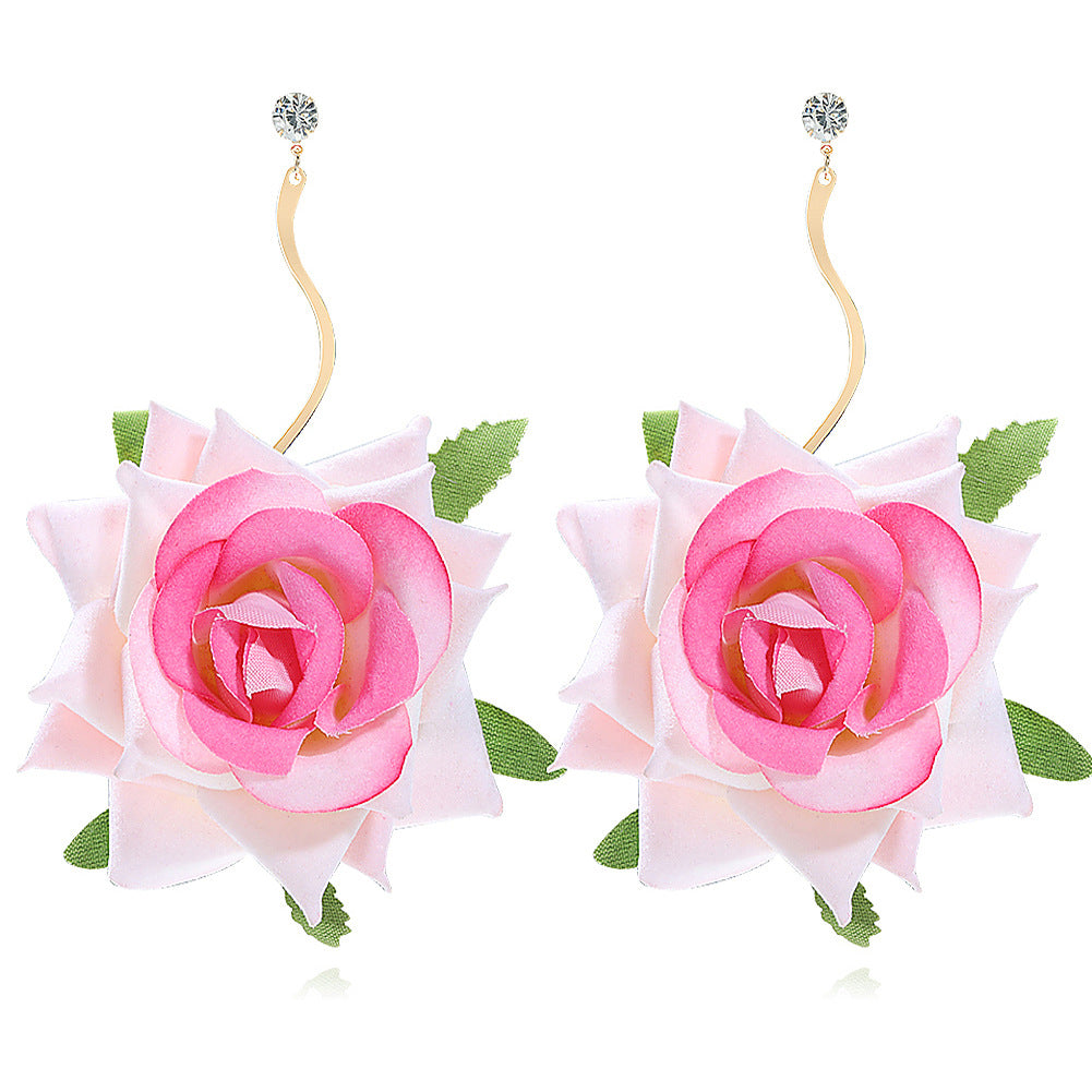 3D Rose Drop Earrings