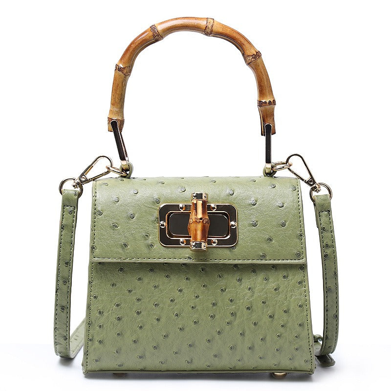 Ostrich Pattern Buckle Crossbody Bag